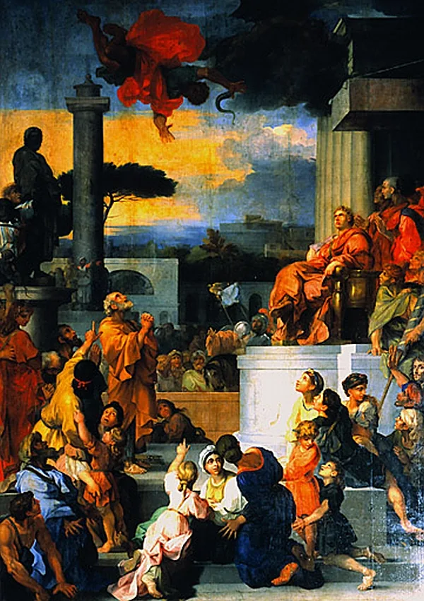 The Fall of Simon Magus, by Sébastien Bourdon (1657)